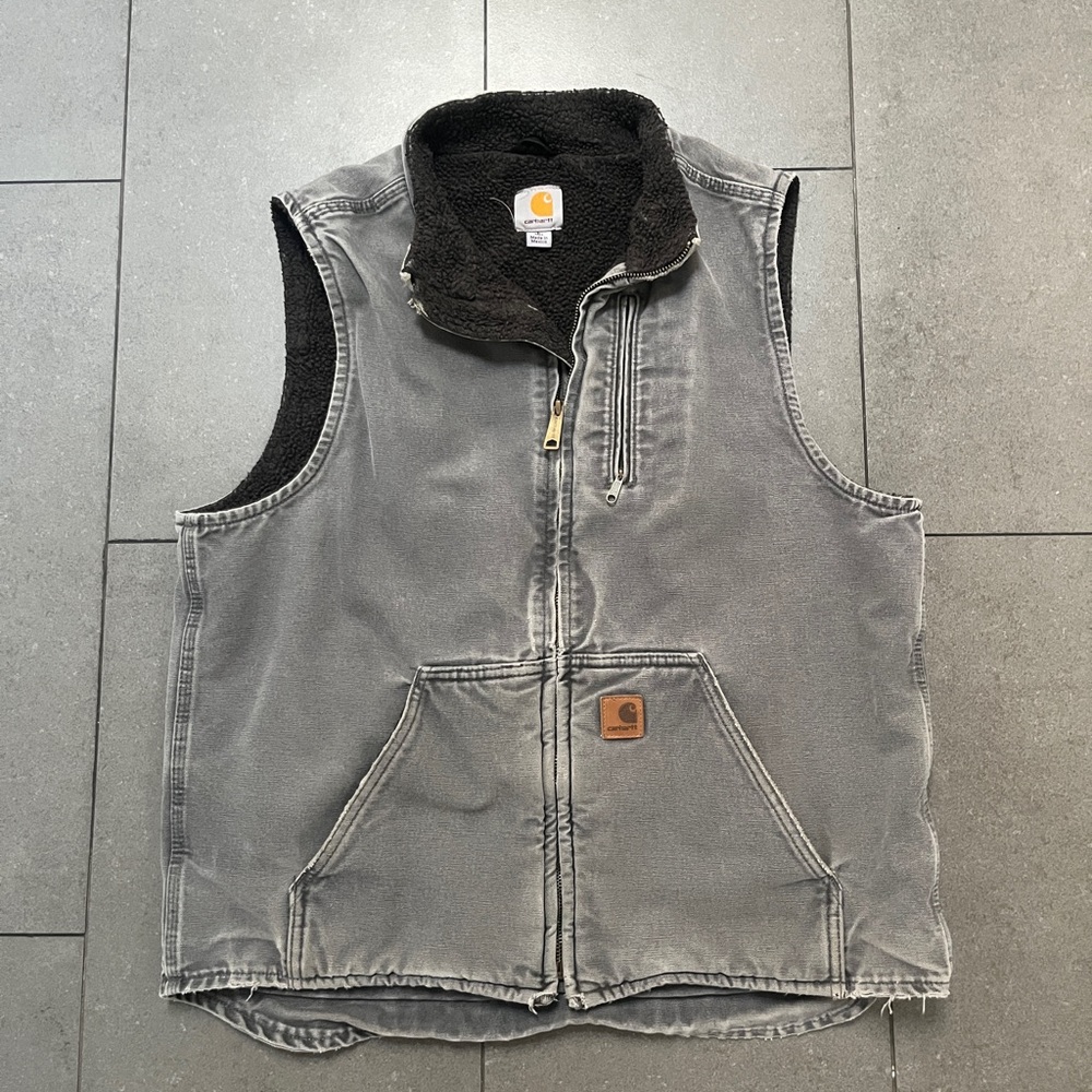 Faded Grey Vintage Carhartt Fur Vest